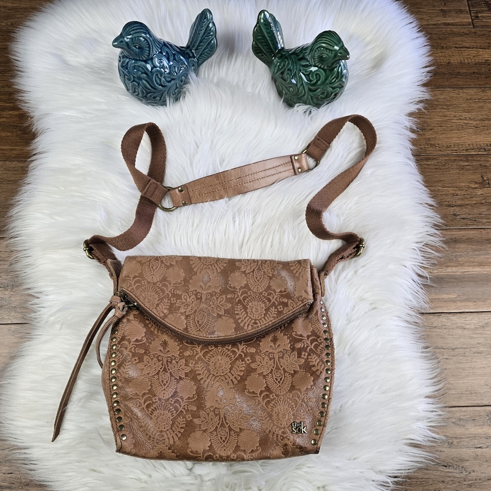 The Sak Leather Embossed Studded Crossbody